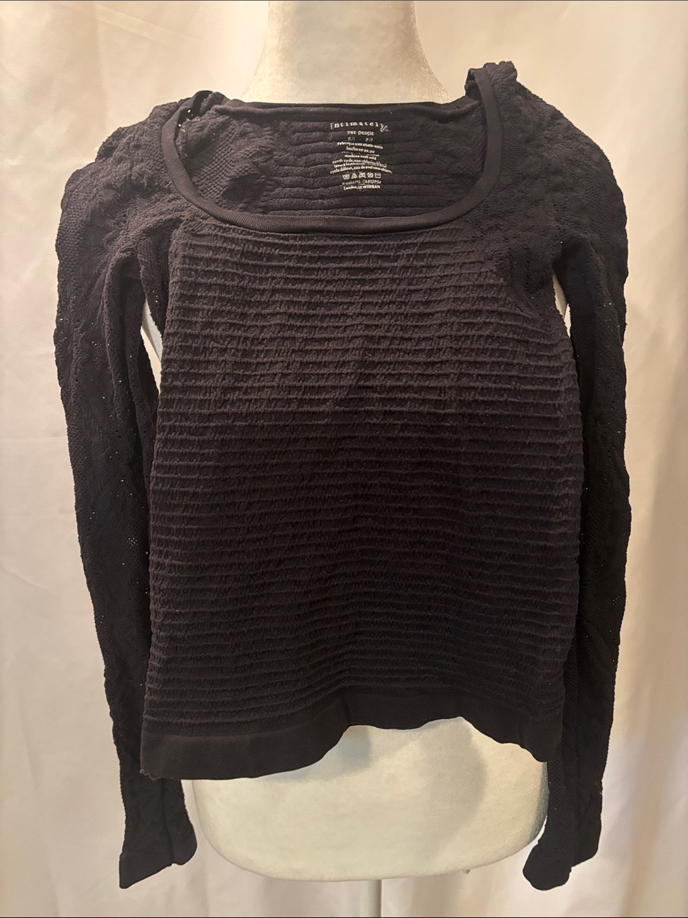 Intimately Free People Black Ribbed Top with Long Sleeves - size XS